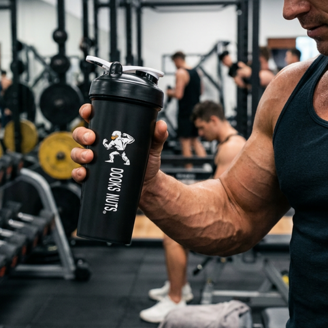 Gym guy drinking from a 800ml shaker