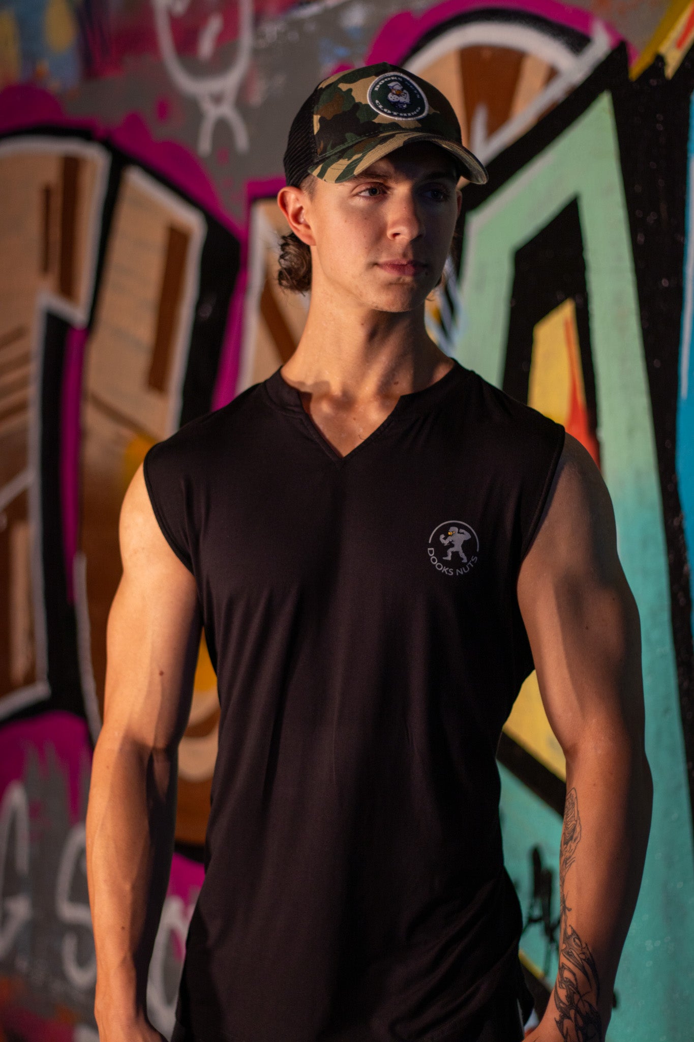 Dooks Nuts coziest bamboo V-necked all occasion black singlet.