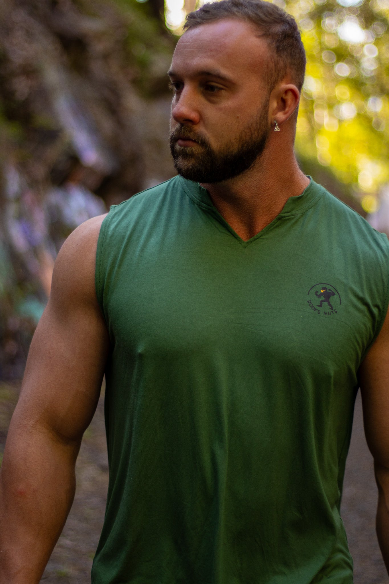 Dooks Nuts coziest bamboo V-necked all occasion green singlet.